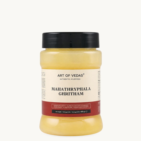 Art of Vedas Maha Triphala Ghritham, classical Ayurvedic ghee: Amla, Haritaki, goat's milk. 150 g glass jar